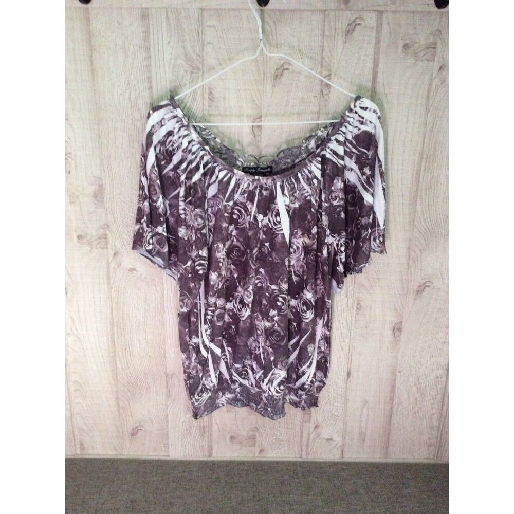 Simply Irresistible Brown White Floral Womens Shirt Size M Cottagecore Artsy - Picture 1 of 6